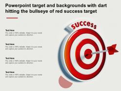 Powerpoint target and backgrounds with dart hitting the bullseye of red success target