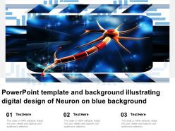 Powerpoint template and background illustrating digital design of neuron on blue background