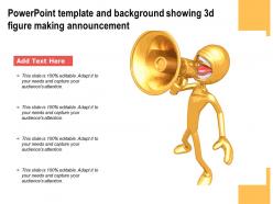 Powerpoint template and background showing 3d figure making announcement