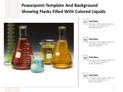 Powerpoint template and background showing flasks filled with colored liquids