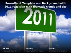 Powerpoint template and background with 2011 road sign with dramatic clouds and sky