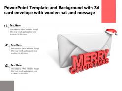 Powerpoint template and background with 3d card envelope with woolen hat and message