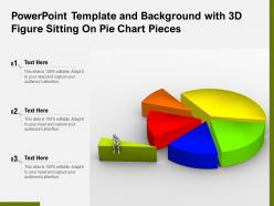 Powerpoint template and background with 3d figure sitting on pie chart pieces