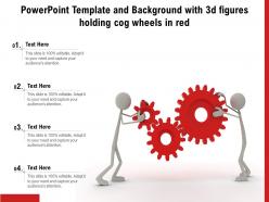 Powerpoint template and background with 3d figures holding cog wheels in red