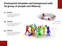 Powerpoint template and background with 3d group of people and lifebuoy