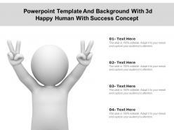 Powerpoint template and background with 3d happy human with success concept