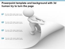 Powerpoint template and background with 3d human try to turn the page