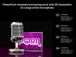 Powerpoint template and background with 3d illustration of a large silver microphone