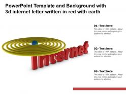 Powerpoint template and background with 3d internet letter written in red with earth