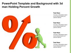 Powerpoint template and background with 3d man holding percent growth