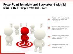 Powerpoint template and background with 3d man in red target with his team