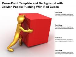 Powerpoint template and background with 3d man people pushing with red cubes