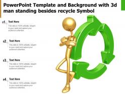 Powerpoint template and background with 3d man standing besides recycle symbol
