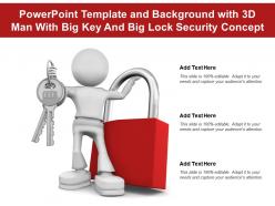 Powerpoint template and background with 3d man with big key and big lock security concept