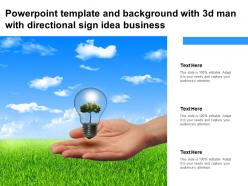 Powerpoint template and background with 3d man with directional sign idea business