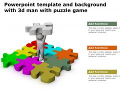 Powerpoint template and background with 3d man with puzzle game