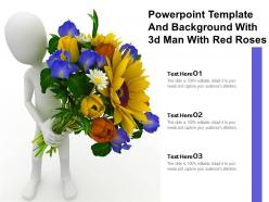 Powerpoint template and background with 3d man with red roses