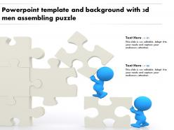 Powerpoint template and background with 3d men assembling puzzle