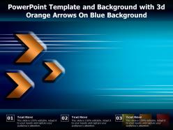 Powerpoint template and background with 3d orange arrows on blue background