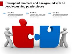 Powerpoint template and background with 3d people pushing puzzle pieces