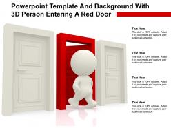 Powerpoint template and background with 3d person entering a red door