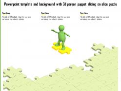 Powerpoint template and background with 3d person puppet sliding on slice puzzle