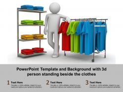 Powerpoint template and background with 3d person standing beside the clothes