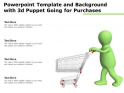 Powerpoint template and background with 3d puppet going for purchases