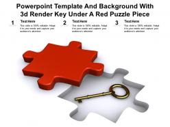 Powerpoint template and background with 3d render key under a red puzzle piece