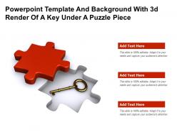 Powerpoint template and background with 3d render of a key under a puzzle piece
