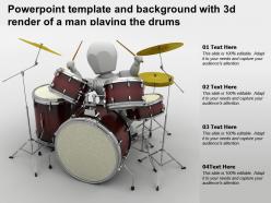 Powerpoint template and background with 3d render of a man playing the drums