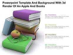 Powerpoint template and background with 3d render of an apple and books