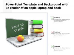 Powerpoint template and background with 3d render of an apple laptop and book