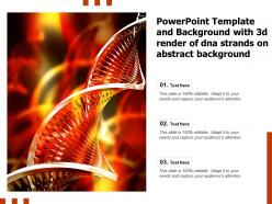Powerpoint template and background with 3d render of dna strands on abstract background