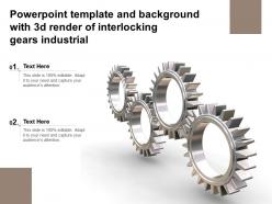 Powerpoint template and background with 3d render of interlocking gears industrial