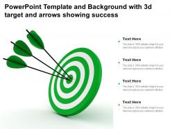 Powerpoint template and background with 3d target and arrows showing success