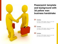 Powerpoint template and background with 3d yellow men business handshake