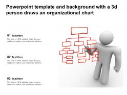 Powerpoint template and background with a 3d person draws an organizational chart