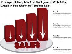 Powerpoint template and background with a bar graph in red showing possible sale