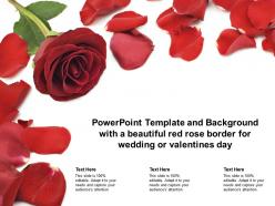 Powerpoint template and background with a beautiful red rose border for wedding or valentines day