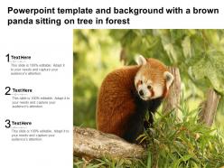 Powerpoint template and background with a brown panda sitting on tree in forest
