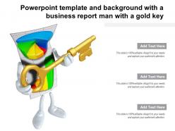 Powerpoint template and background with a business report man with a gold key