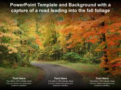 Powerpoint template and background with a capture of a road leading into the fall foliage