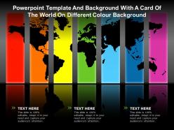 Powerpoint template and background with a card of the world on different colour background