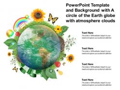 Powerpoint template and background with a circle of the earth globe with atmosphere clouds