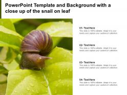 Powerpoint template and background with a close up of the snail on leaf