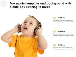 Powerpoint template and background with a cute boy listening to music