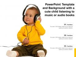 Powerpoint template and background with a cute child listening to music or audio books