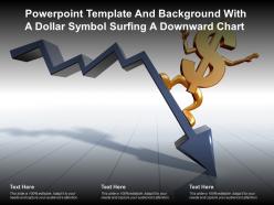 Powerpoint template and background with a dollar symbol surfing a downward chart