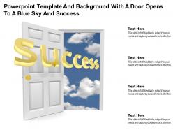 Powerpoint template and background with a door opens to a blue sky and success